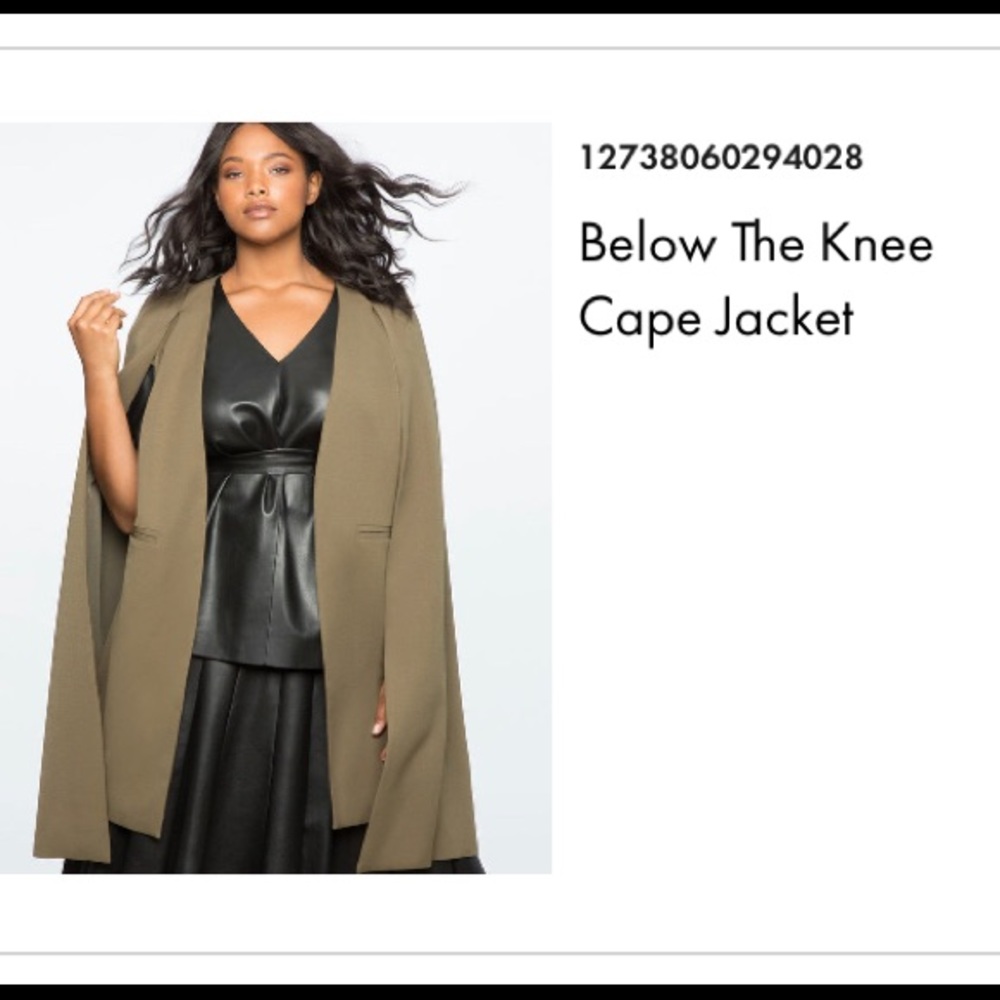 ELOQUII Olive Cape Jacket NEW